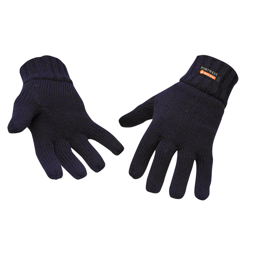 Navy Knit glove. Glove is insulatex lined