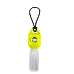 Yellow and black LED zip pull with white bottom.