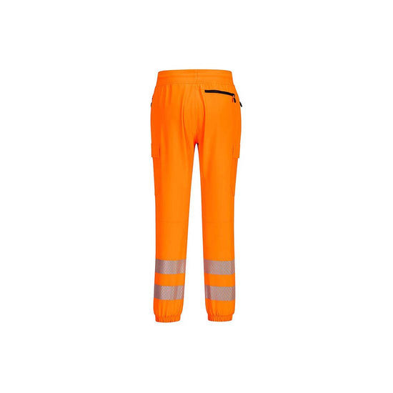 KX3 Hi-Vis Flexi Class 2 Jogger Orange/Black with black drawstring ad knee pads with hi-vis relfective strips on shins