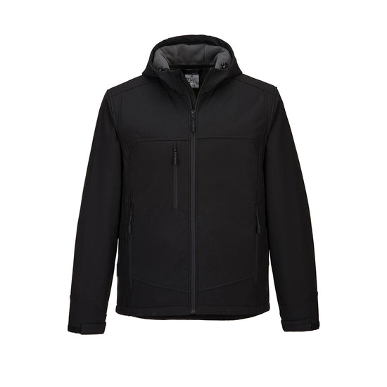 KX3 Hooded Softshell in Black with black chest and arms with right breast pocket