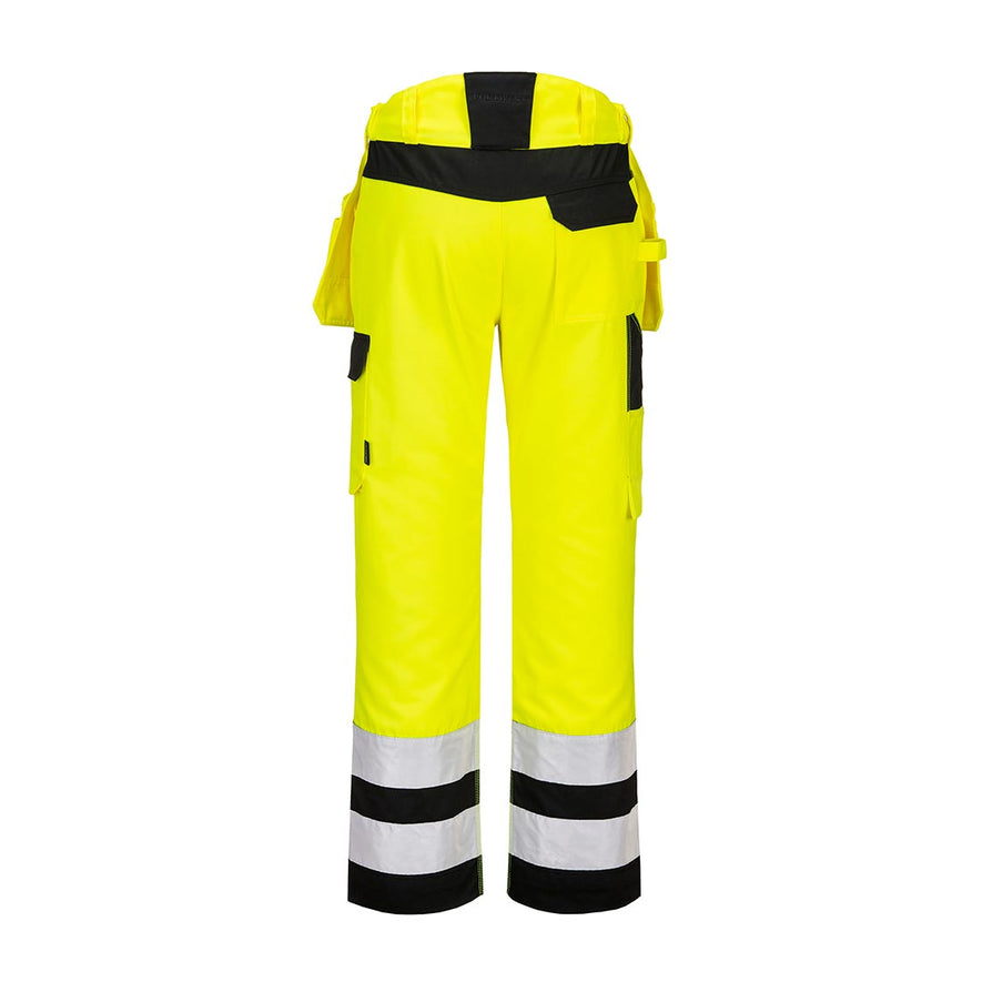 Yellow PW2 Hi-Vis holster trouser with two cargo pockets on waist and details on shins and knees in black