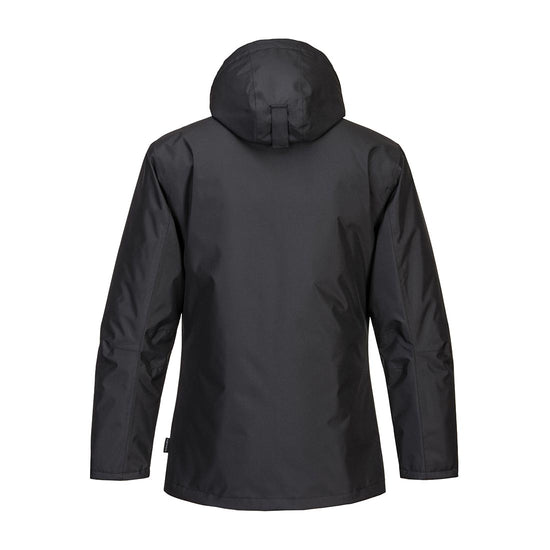 PW2 hooded Winter Jacket in Black with chest details Zoom Grey