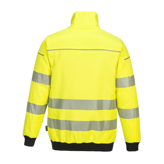 PW3 Hi-Vis 3-in-1 Pilot Jacket in yellow with black shoulder details and cuffed wrists