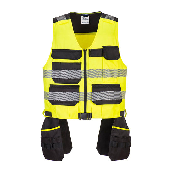 PW3 Class 1 Tool Vest  in yellow with 12 pockets and reflective strips