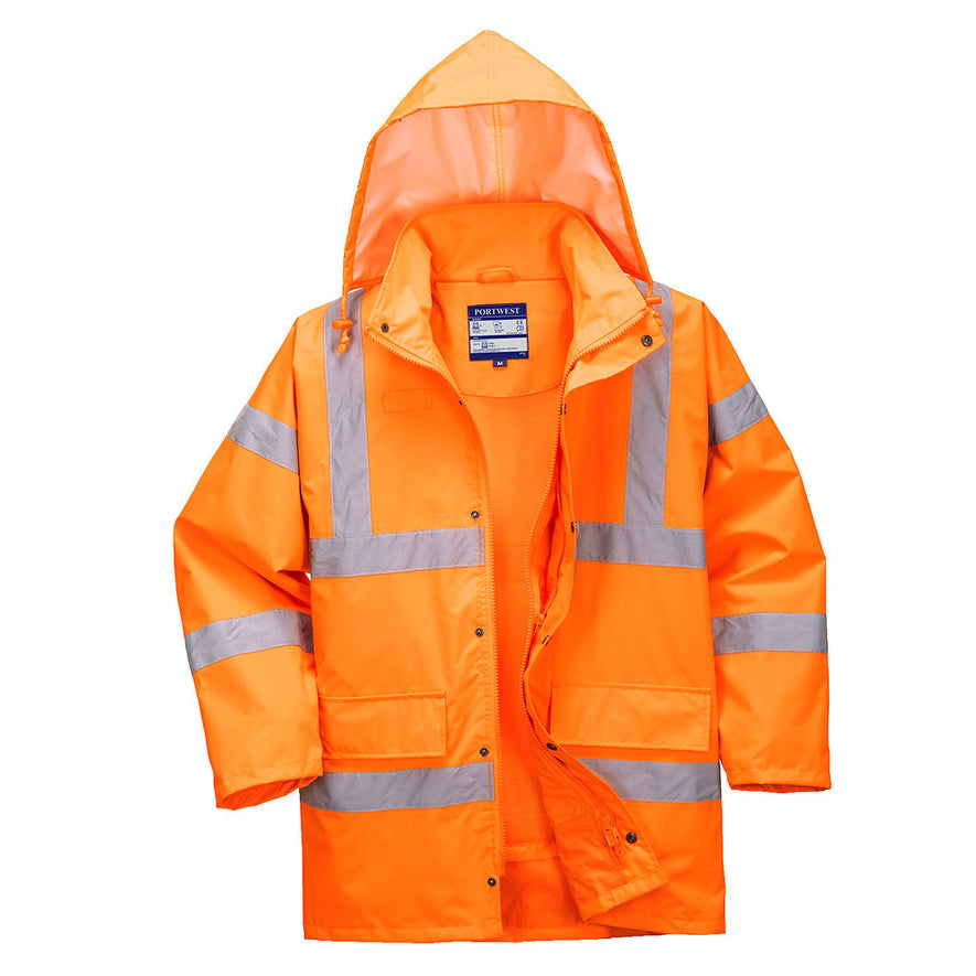 Orange Hi-Vis Breathable interactive traffic Jacket with reflective strips