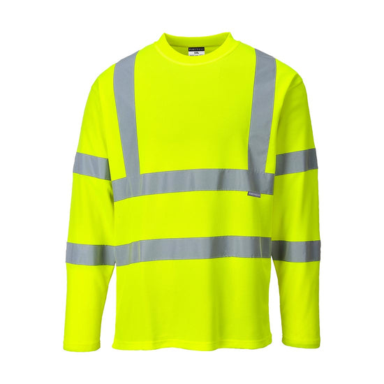 Yellow Hi-Vis Long Sleeved T-Shirt with reflective strips