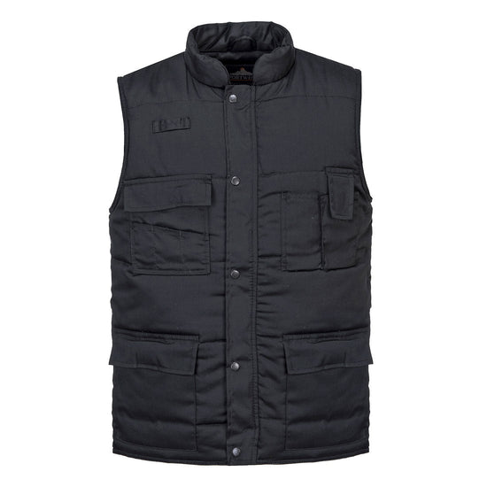 Black Portwest Shetland Bodywarmer. Bodywarmer has pockets on both chest areas and on the lower body.