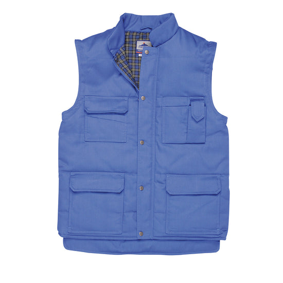 Royal blue Portwest Shetland Bodywarmer. Bodywarmer has pockets on both chest areas and on the lower body.