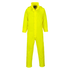 Yellow Portwest Sealtex classic coverall. Coverall has zip fasten and visible hood.