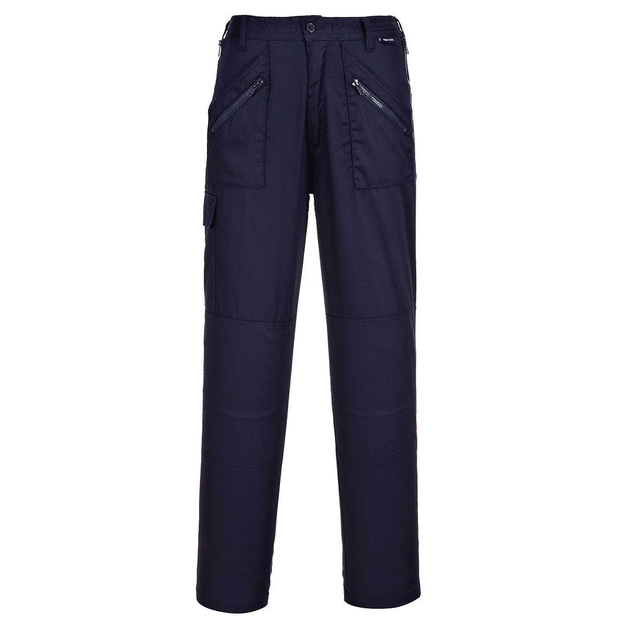 Portwest Navy Ladies action trousers. Trousers have cargo style pockets and zip side pockets.