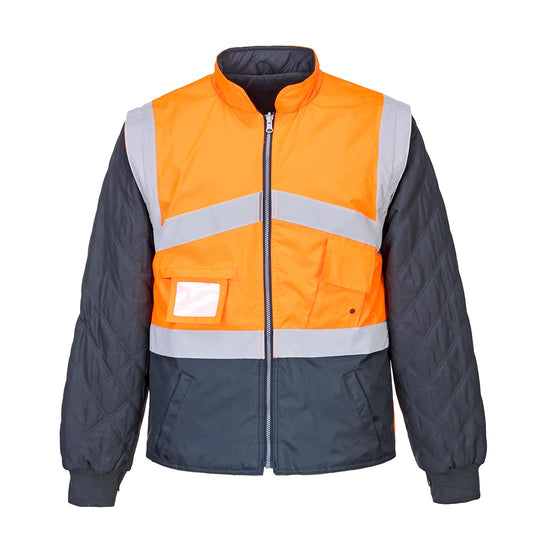 Navy Hi-Vis 2-Tone Jacket - Reversible with orange chest and id card holder pocket