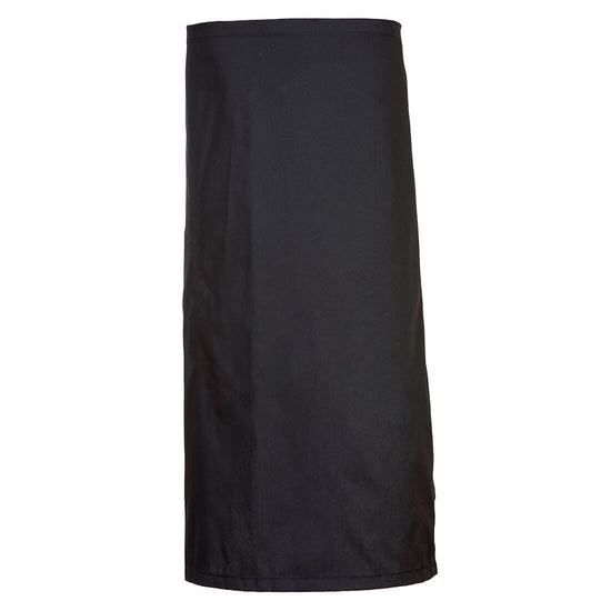 Black portwest waist apron. Apron has waist tighten and a pocket for storage.