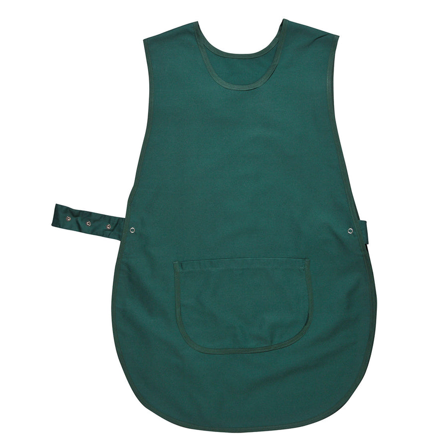 Bottle Green Portwest Tabard. Tabard has waist fasten and large waist pocket.