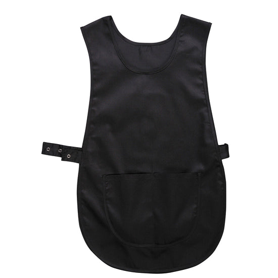 Black Portwest Tabard. Tabard has waist fasten and large waist pocket.