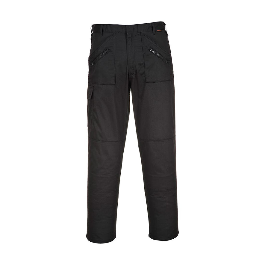 Black Stretch Action Trouser with zip pockets and knee pad pockets