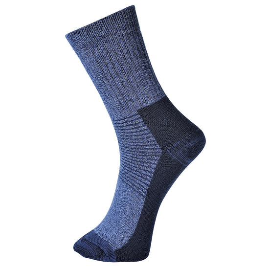 Blue portwest thermal sock. Sock has a darker blue sole area.