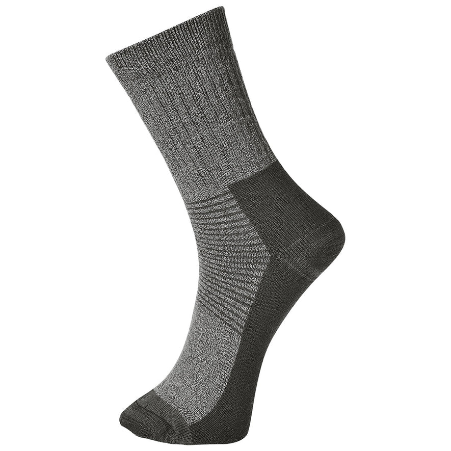 Grey portwest thermal sock. Sock has a darker grey sole area.
