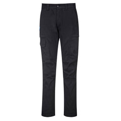 Black KX3 Cargo trouser with side pockets. Trousers have belt loop holes.