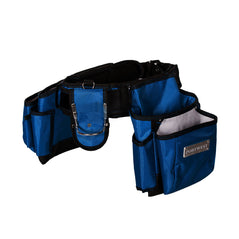 Navy blue Portwest tool belt. Belt has many pockets for different tooling and a black belt section.