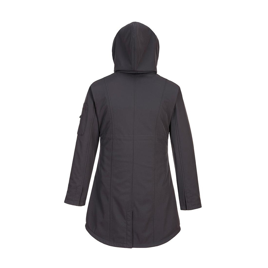 Charcoal Carla Softshell Jacket 3L long jacket with hood