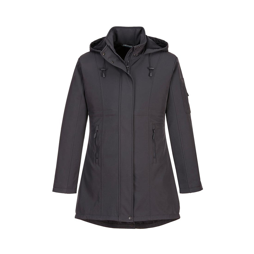 Charcoal Carla Softshell Jacket 3L long jacket with hood