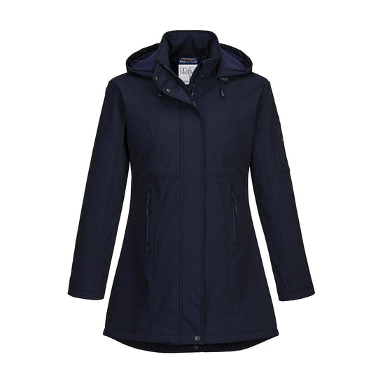 Navy Carla Softshell Jacket 3L long jacket with hood