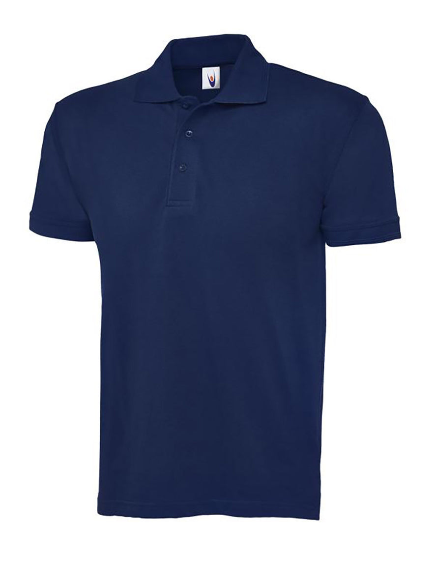 Uneek Clothing UC102, 250GSM Premium Poloshirt in french navy with short sleeves, collar and three button plackett.