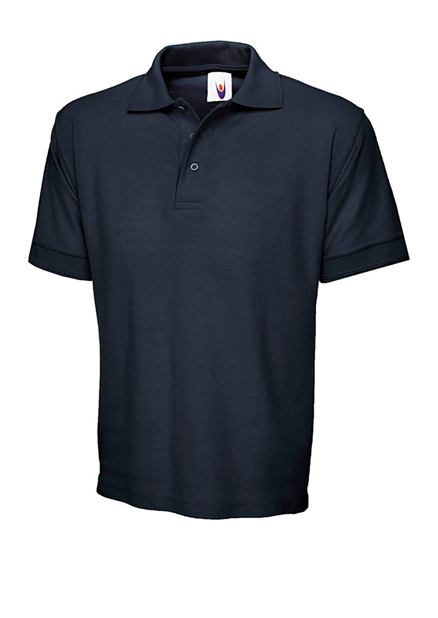 Uneek Clothing UC102, 250GSM Premium Poloshirt in navy with short sleeves, collar and three button plackett.