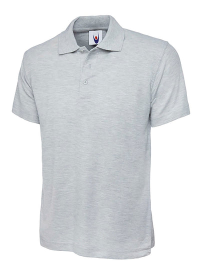 Uneek Clothing UC103 220GSM Childrens Poloshirt in heather grey with short sleeves, collar and three button plackett.