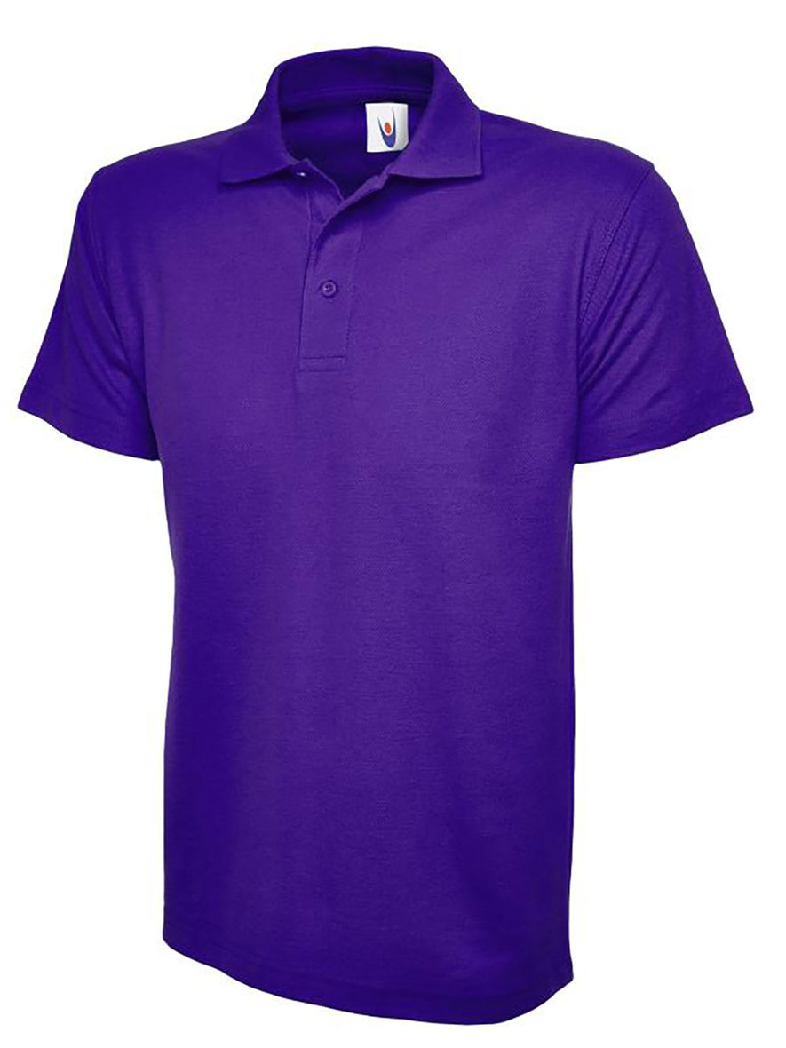 Uneek Clothing UC103 220GSM Childrens Poloshirt in purple with short sleeves, collar and three button plackett.