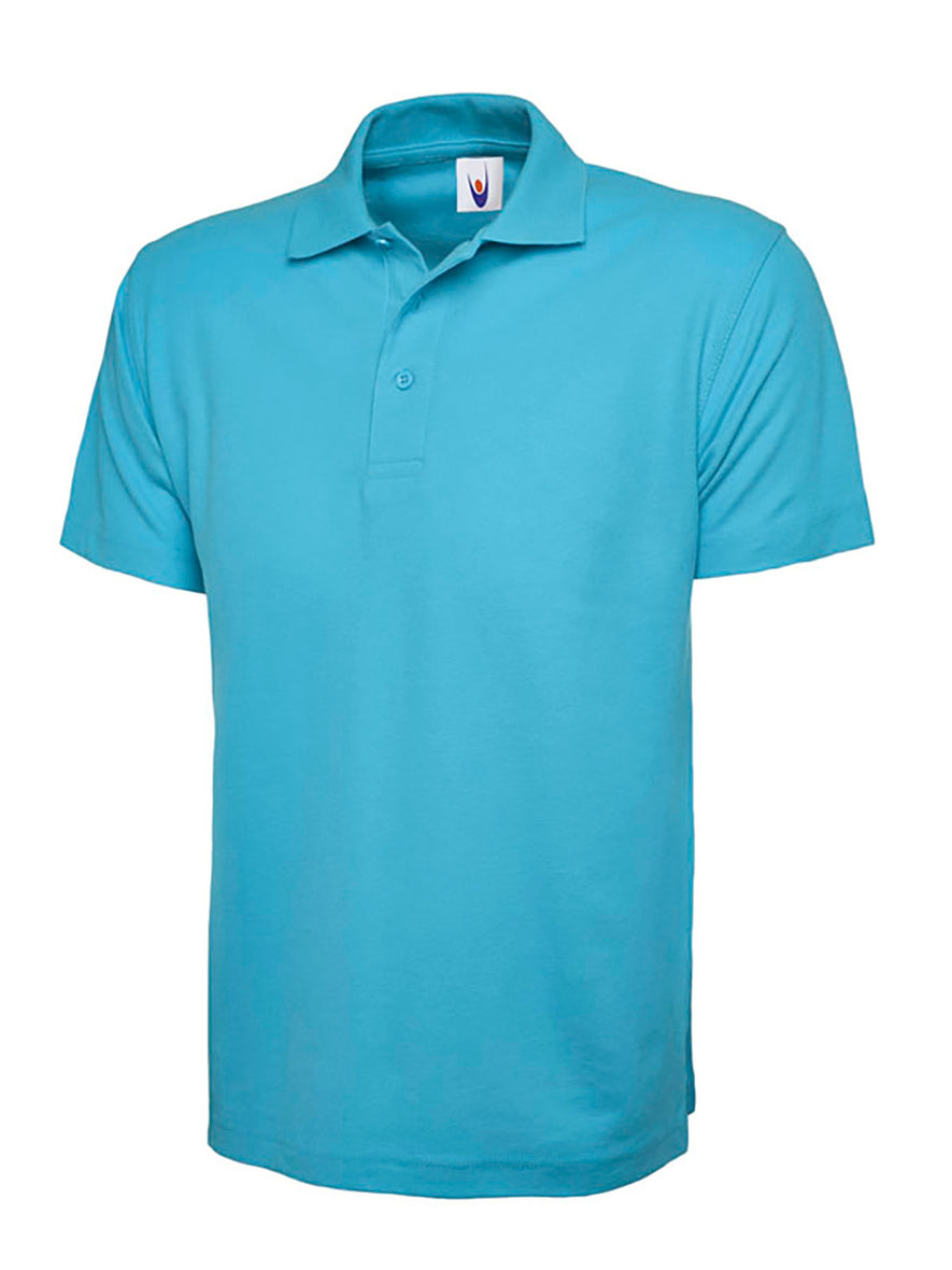 Uneek Clothing UC103 220GSM Childrens Poloshirt in sky blue with short sleeves, collar and three button plackett.