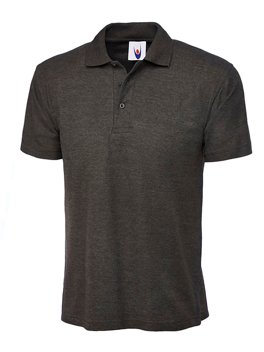 Uneek Clothing UC105 200GSM Active Poloshirt in charcoal with short sleeves, collar and three button plackett.