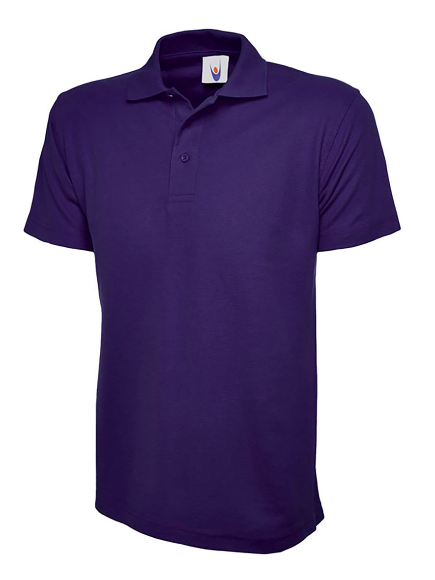 Uneek Clothing UC105 200GSM Active Poloshirt in purple with short sleeves, collar and three button plackett.