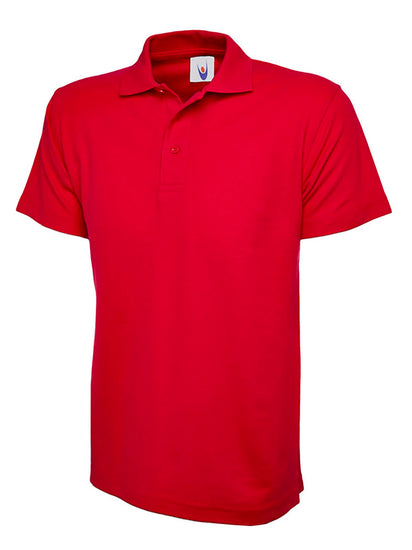 Uneek Clothing UC105 200GSM Active Poloshirt in red with short sleeves, collar and three button plackett.