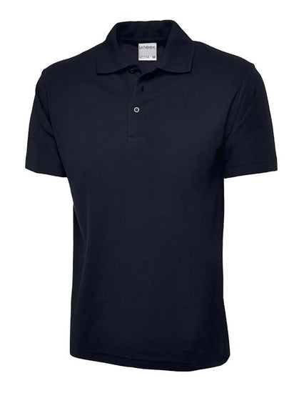 Uneek Clothing UC114 180GSM Men's Polo Shirt with short sleeves, collar and three button plackett in navy.