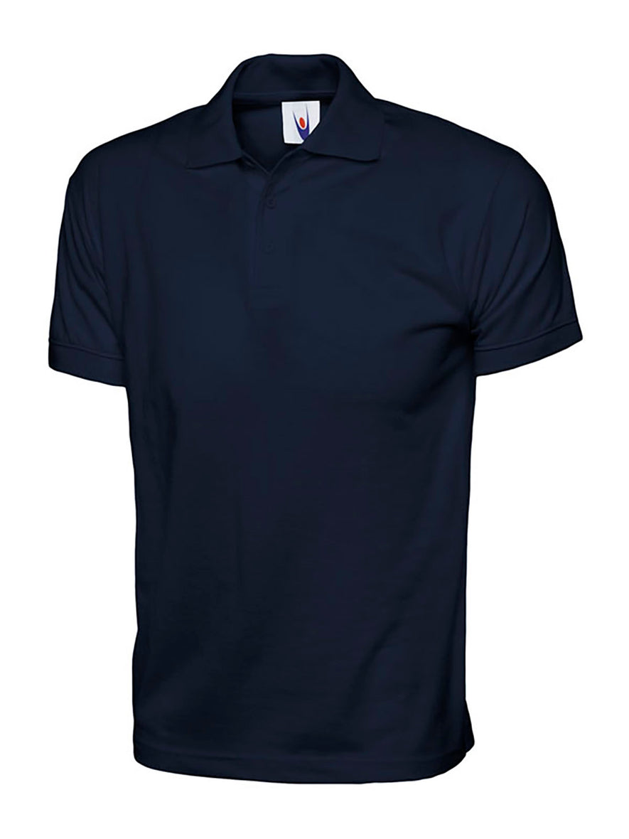 Uneek Clothing UC122 200GSM Jersey Poloshirt in navy with short sleeves, collar and two button plackett.