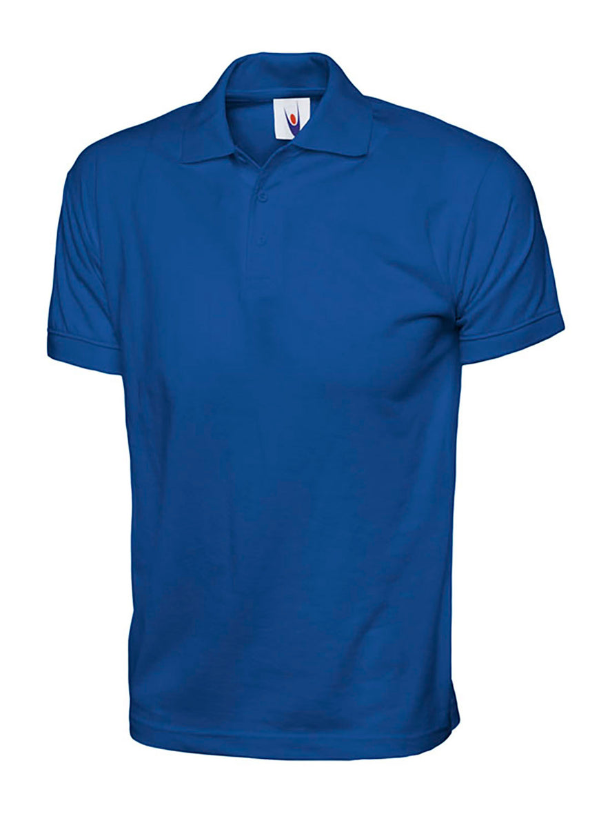 Uneek Clothing UC122 200GSM Jersey Poloshirt in royal blue with short sleeves, collar and two button plackett.