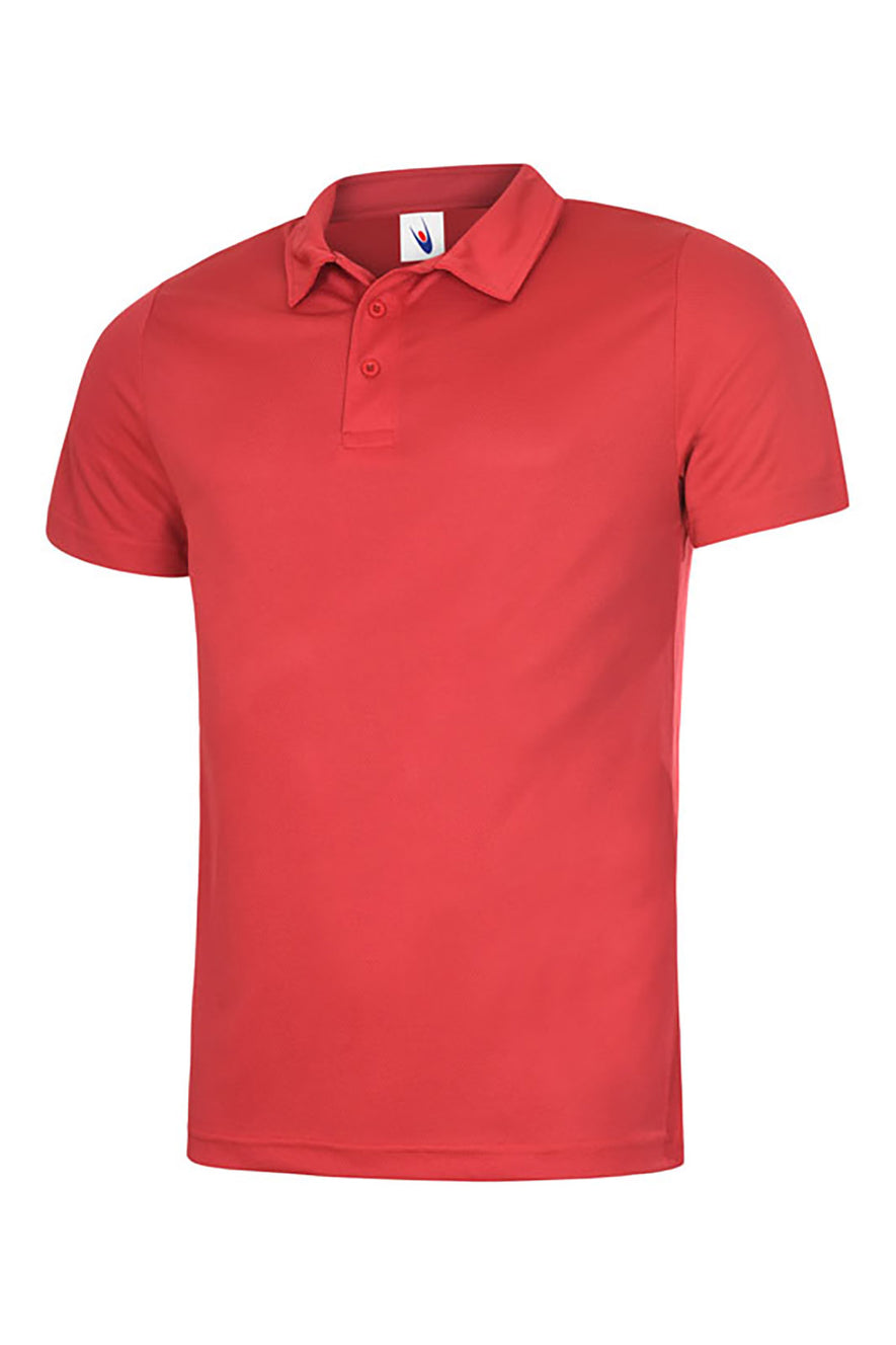 Uneek Clothing UC125 Mens Ultra Cool Poloshirt in red with short sleeves, collar and three button plackett.