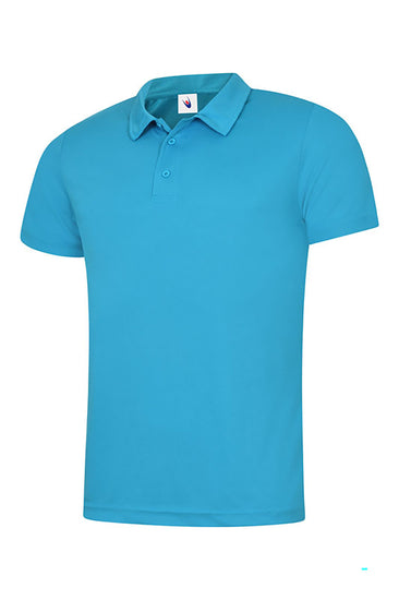 Uneek Clothing UC125 Mens Ultra Cool Poloshirt in sapphire blue with short sleeves, collar and three button plackett.