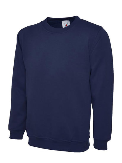 Uneek Clothing UC201 350GSM Premium Sweatshirt long sleeves and round neck in french navy with elasticated bottom.