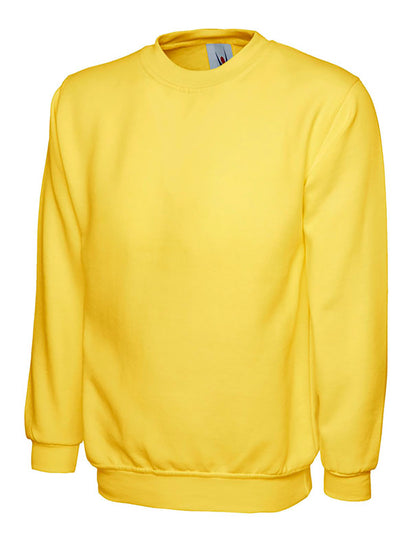 Uneek Clothing UC202 300GSM Childrens Sweatshirt long sleeves and round neck in yellow with elasticated bottom.