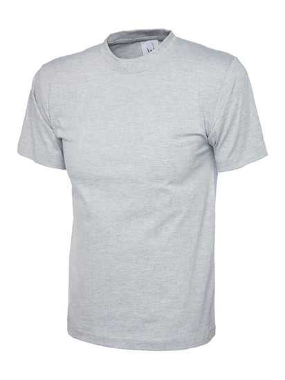 Uneek Clothing UC302- 200 GSM Premium T-shirt with short sleeves and round neck in heather grey.