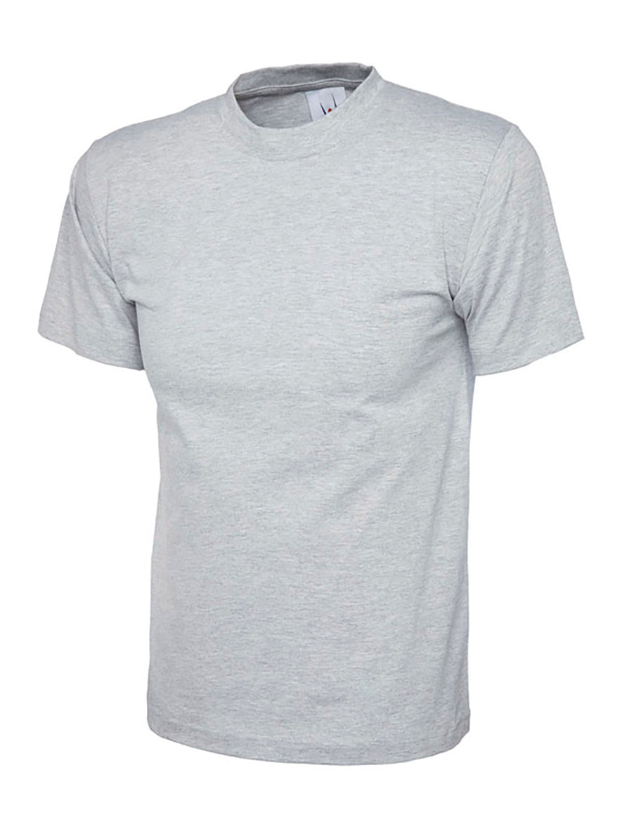 Uneek Clothing UC302- 200 GSM Premium T-shirt with short sleeves and round neck in heather grey.