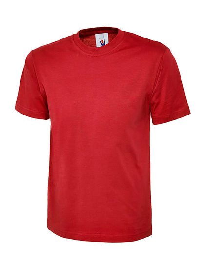 Uneek Clothing UC302- 200 GSM Premium T-shirt with short sleeves and round neck in red.