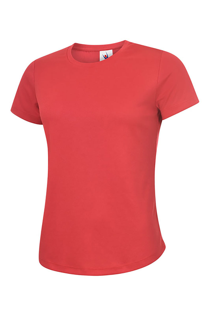 Uneek Clothing UC316 - Ladies 140GSM Ultra Cool T-shirt crew neck short sleeve in red.