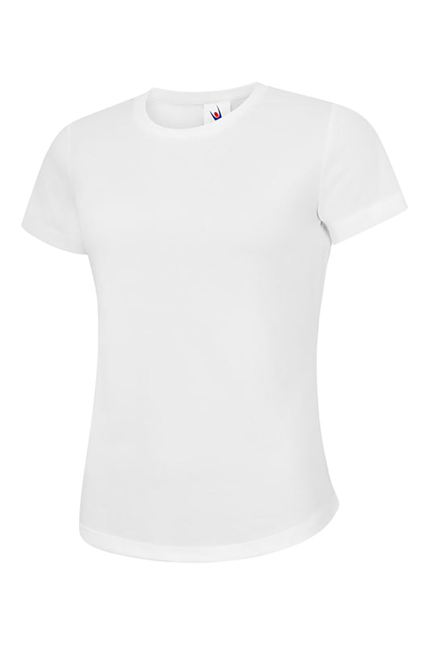 Uneek Clothing UC316 - Ladies 140GSM Ultra Cool T-shirt crew neck short sleeve in white.