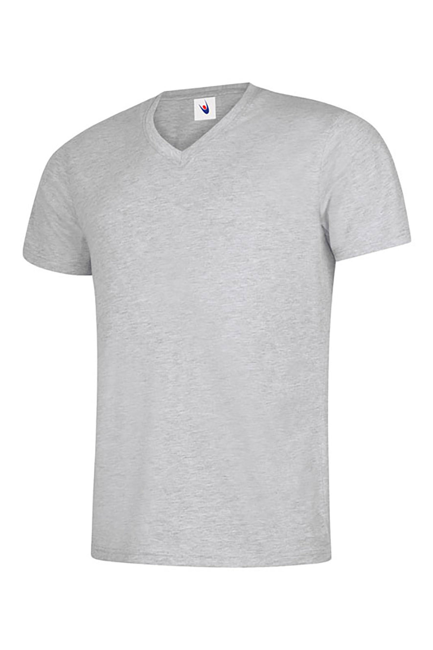 Uneek Clothing UC317 - 180 GSM Mens Classic V Neck T-shirt short sleeve in heather grey.