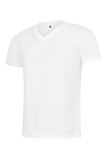 Uneek Clothing UC317 - 180 GSM Mens Classic V Neck T-shirt short sleeve in white.