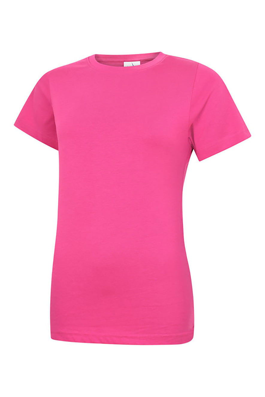 Uneek Clothing UC318 - Ladies Classic Crew Neck T-Shirt short sleeve in hot pink.