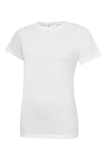 Uneek Clothing UC318 - Ladies Classic Crew Neck T-Shirt short sleeve in white.